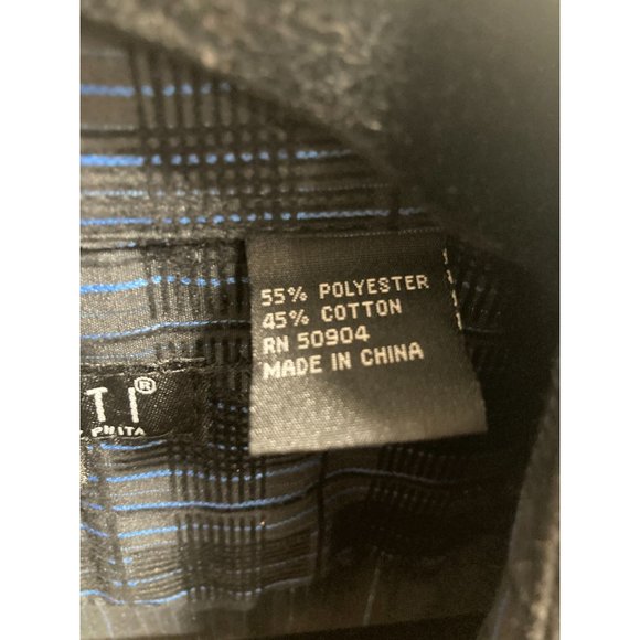 Pronti Collection By Phita Men Blue and Black Subtle Metallic Plaid Shirt Size L - Picture 6 of 6